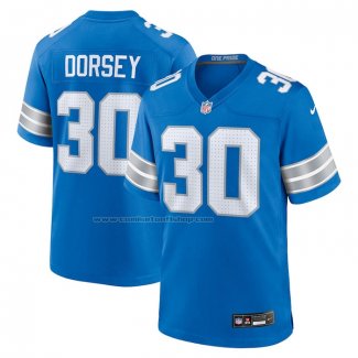 Camiseta NFL Game Detroit Lions Khalil Dorsey Azul Blanco