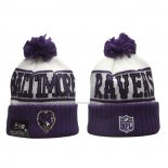 Gorro Beanie Baltimore Ravens New Era Violeta Blanco