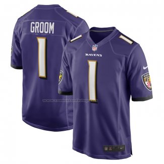 Camiseta NFL Game Baltimore Ravens Number 1 Groom Violeta