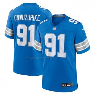 Camiseta NFL Game Detroit Lions Levi Onwuzurike Azul Blanco